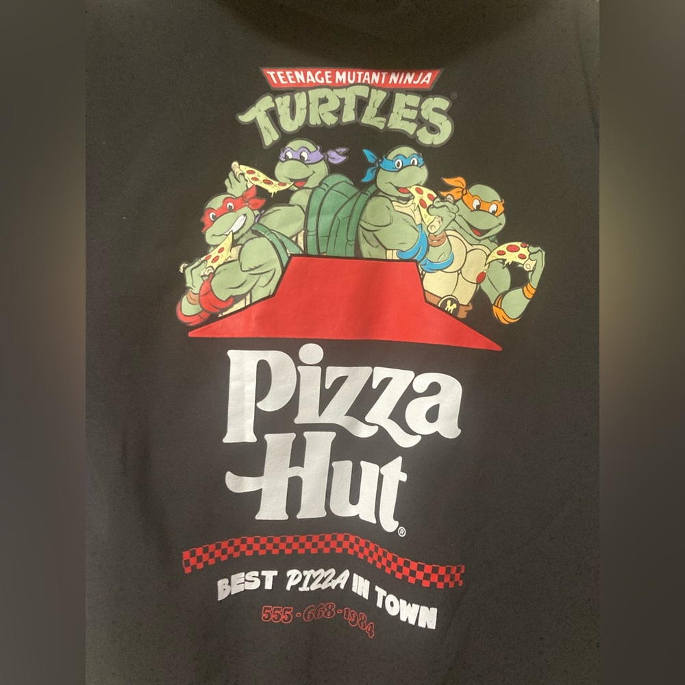 Limited Edition Pizza Hut Teenage Mutant Ninja Turtle Black Hoodie Men’s XS - Picture 6 of 6